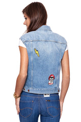 DAMSKI BEZRĘKAWNIK JEANSOWY WRANGLER RETRO VEST WOODSTOK W414GF129