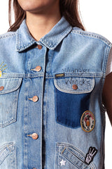 DAMSKI BEZRĘKAWNIK JEANSOWY WRANGLER RETRO VEST WOODSTOK W414GF129