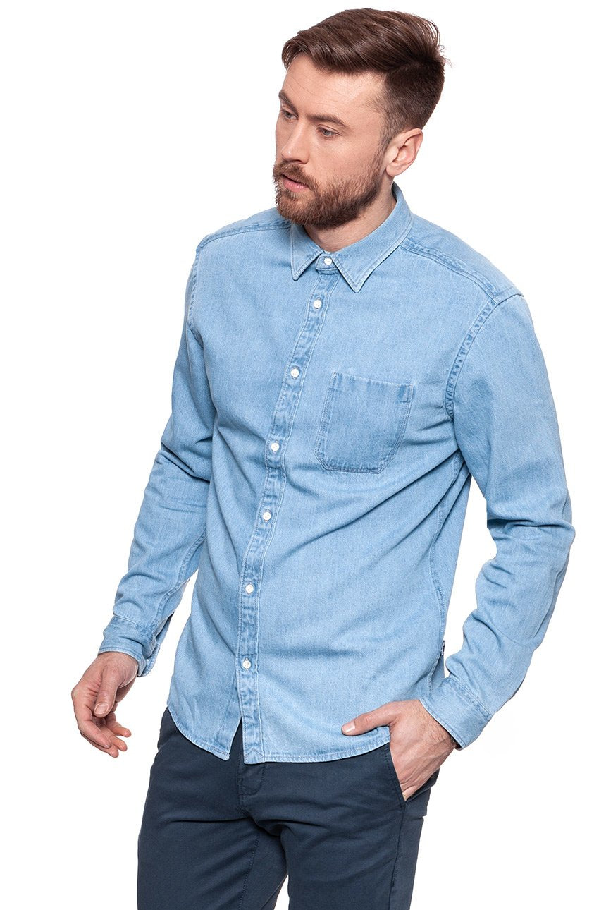 KOSZULA JEANSOWA MĘSKA WRANGLER LS 1PKT D SHIRT LIGHT INDIGO W59861D4E