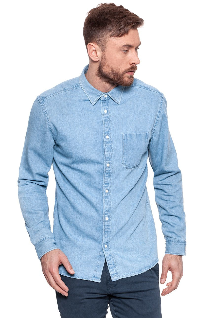 KOSZULA JEANSOWA MĘSKA WRANGLER LS 1PKT D SHIRT LIGHT INDIGO W59861D4E