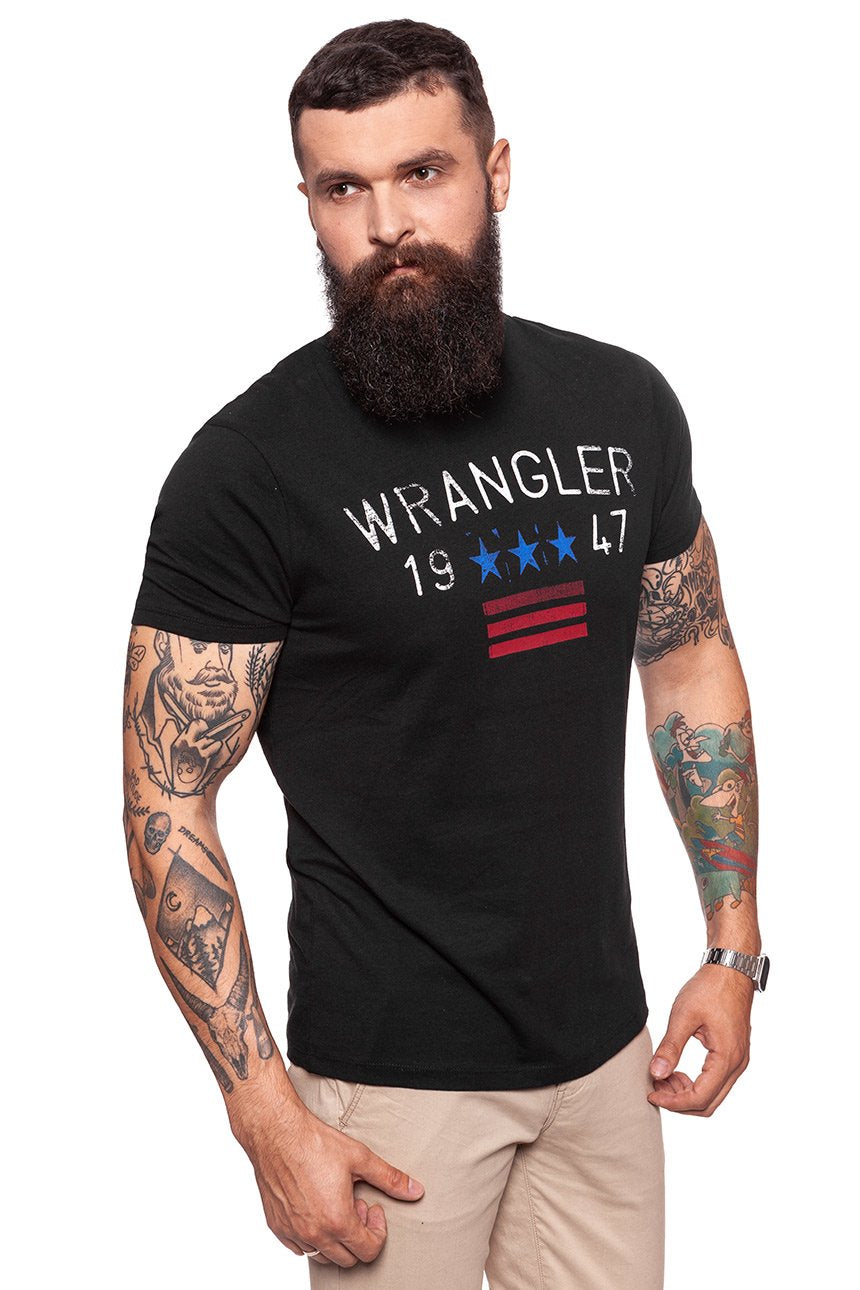 KOSZULKA WRANGLER SS AMERICANA TEE BLACK W7A83FK01