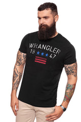 KOSZULKA WRANGLER SS AMERICANA TEE BLACK W7A83FK01