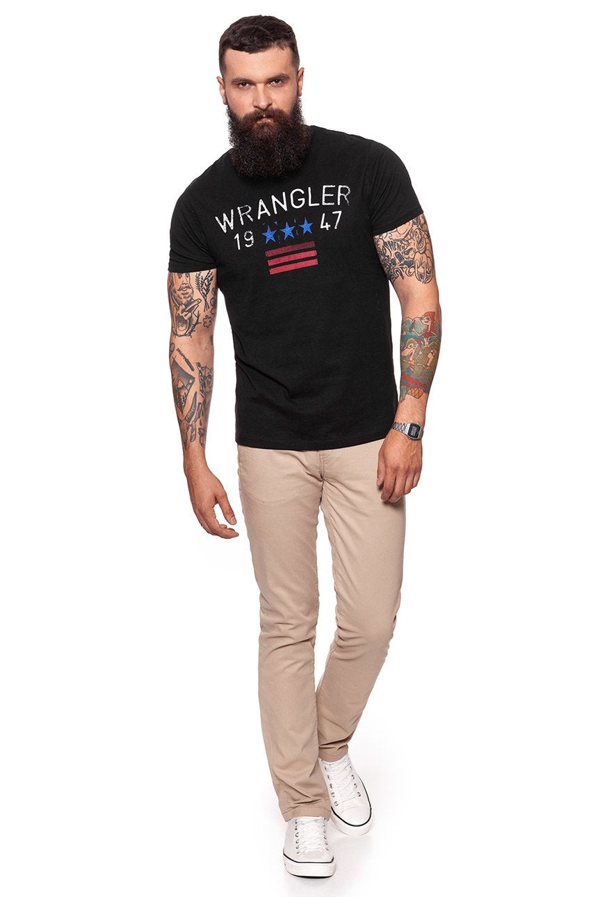 KOSZULKA WRANGLER SS AMERICANA TEE BLACK W7A83FK01