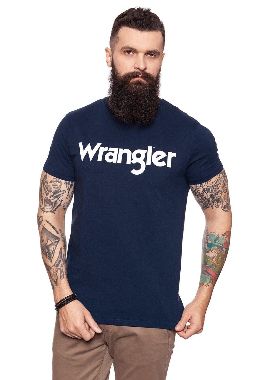 KOSZULKA WRANGLER S/S LOGO TEE NAVY W7B13D335