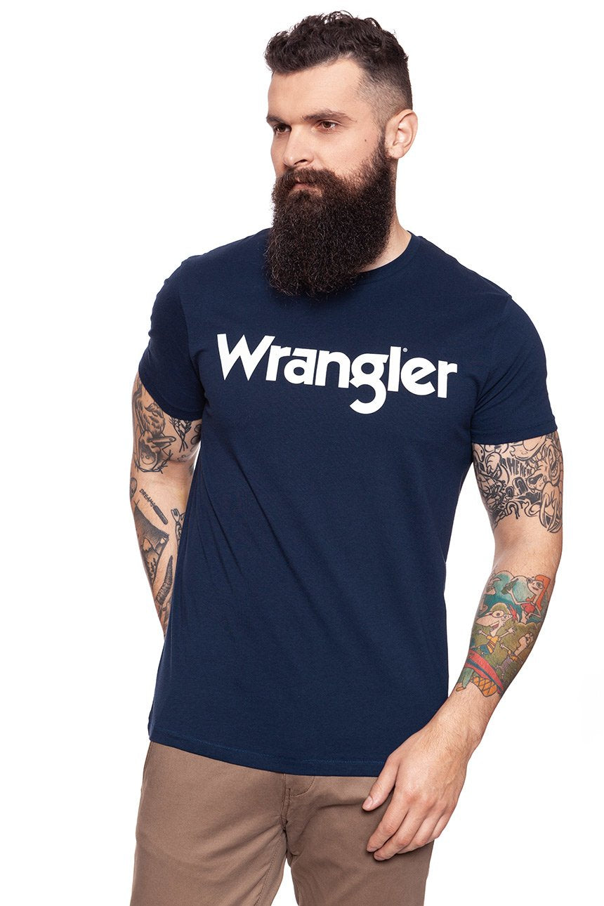 KOSZULKA WRANGLER S/S LOGO TEE NAVY W7B13D335