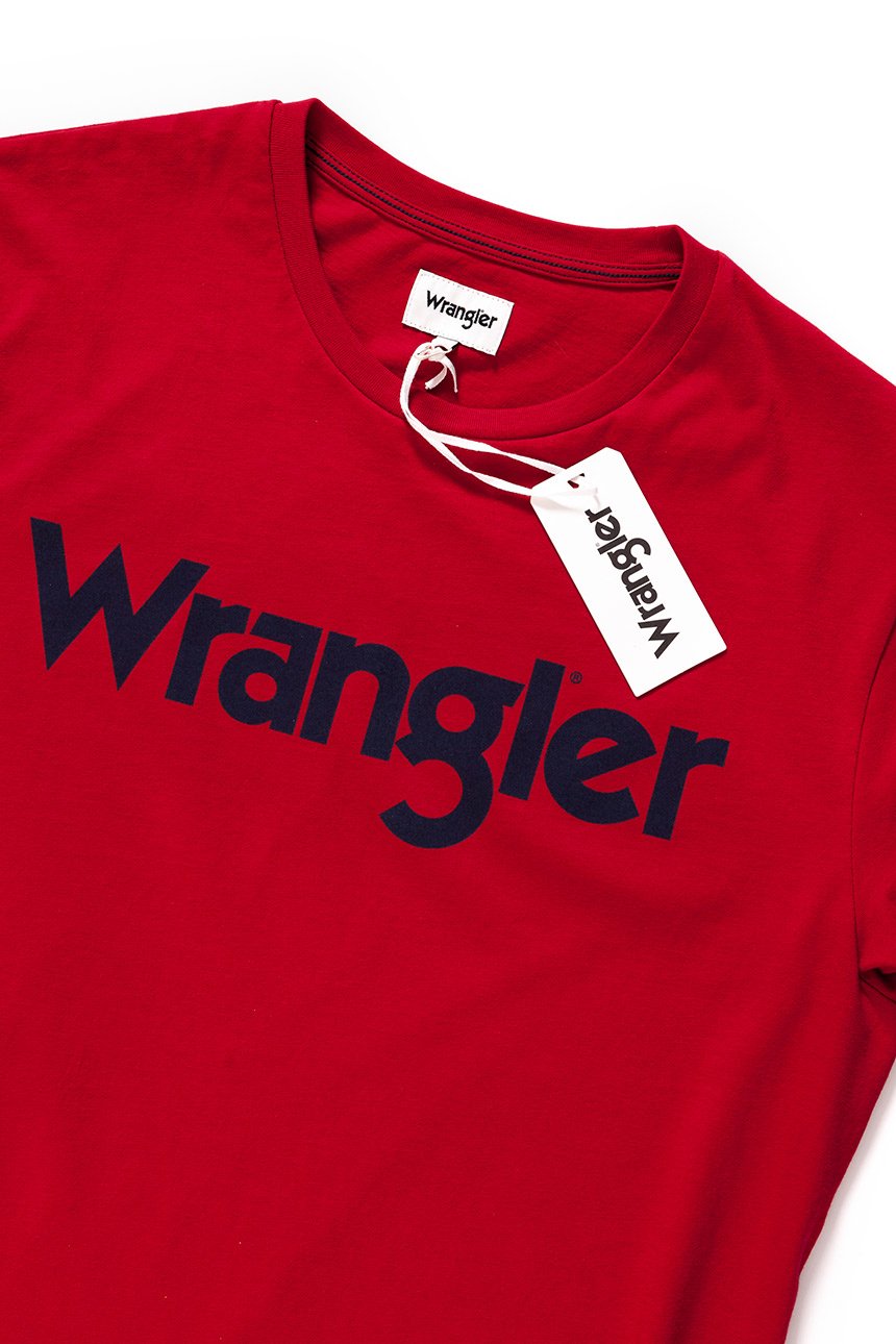 KOSZULKA WRANGLER SS LOGO TEE RED W7B13D347