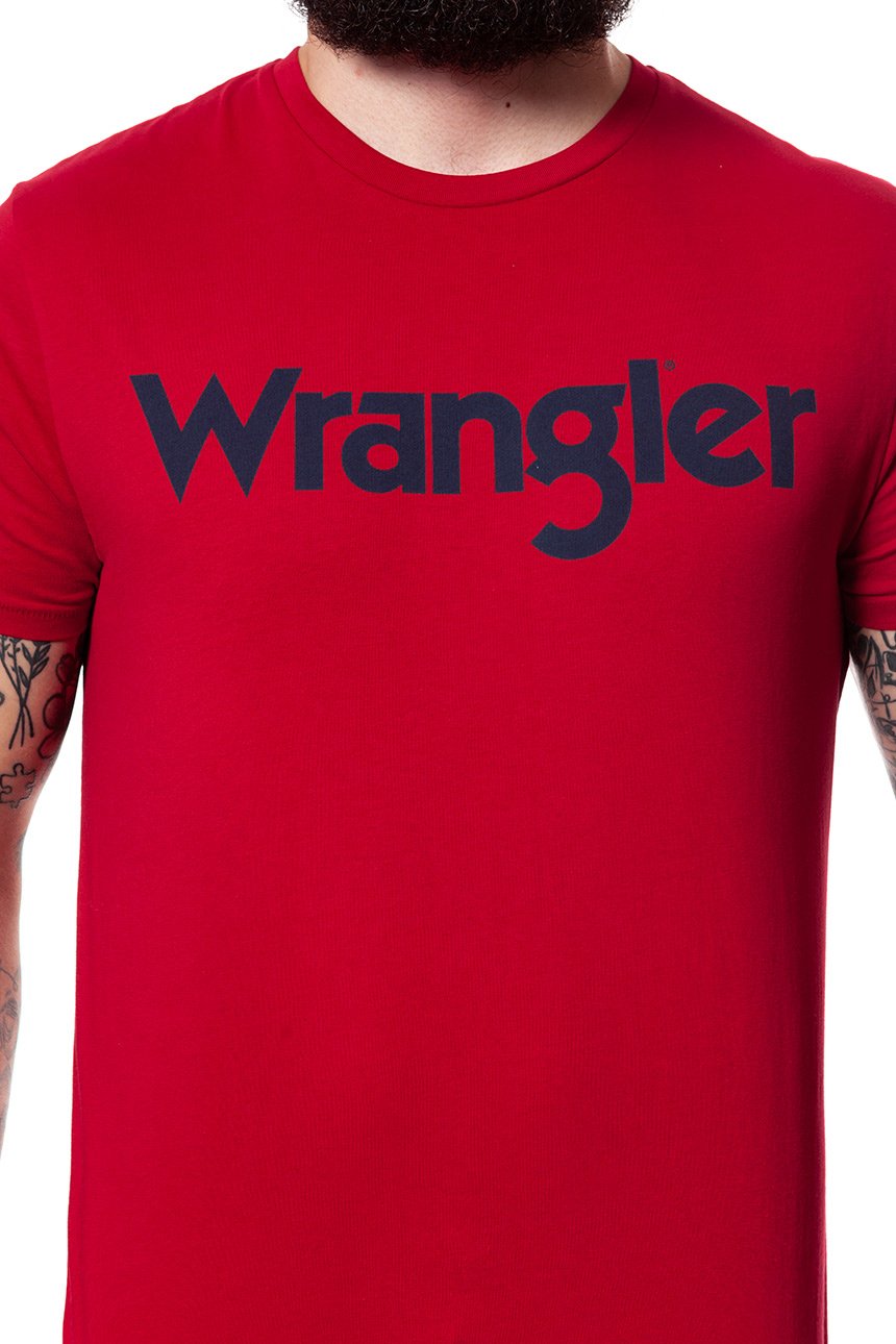 KOSZULKA WRANGLER SS LOGO TEE RED W7B13D347