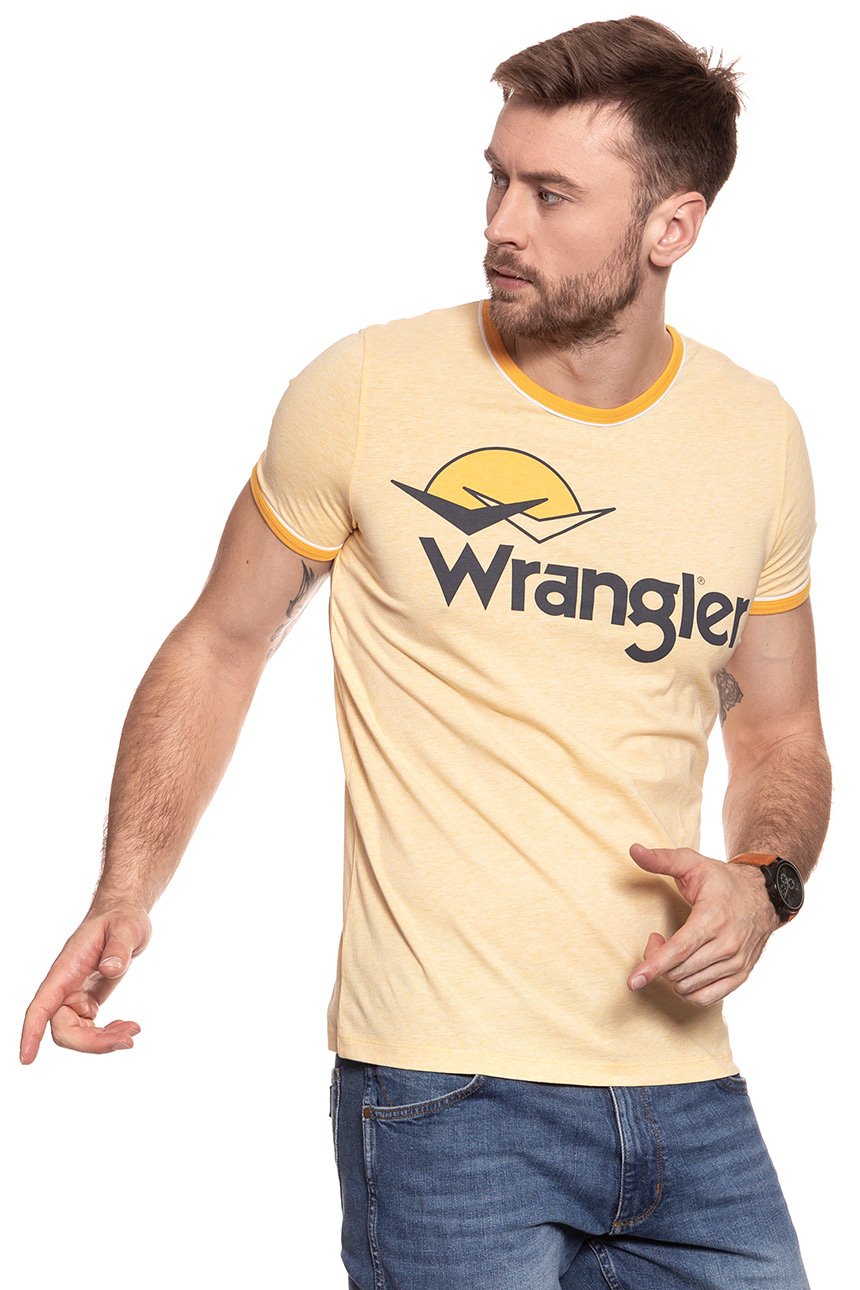 KOSZULKA WRANGLER RINGER LOGO TEE AMBER YELLOW W7B45FQUY