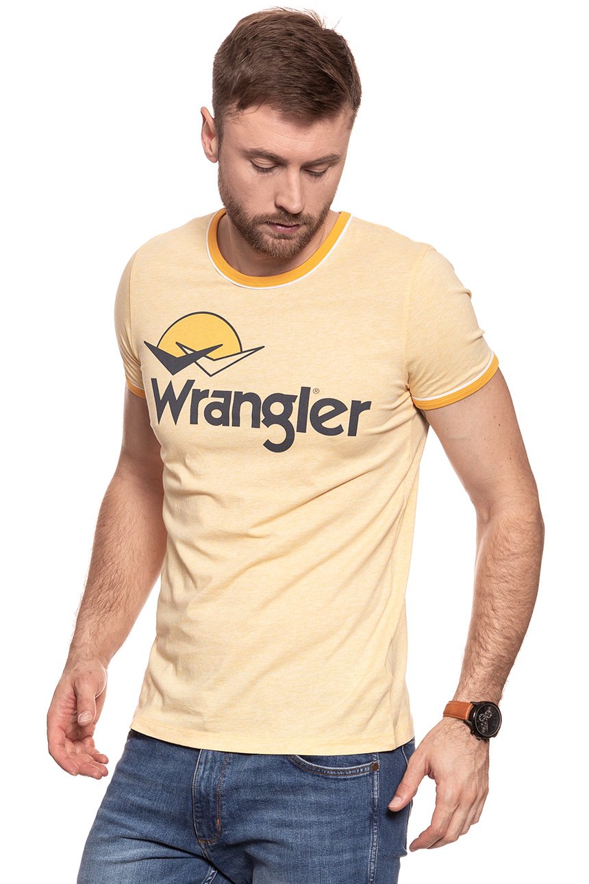 KOSZULKA WRANGLER RINGER LOGO TEE AMBER YELLOW W7B45FQUY