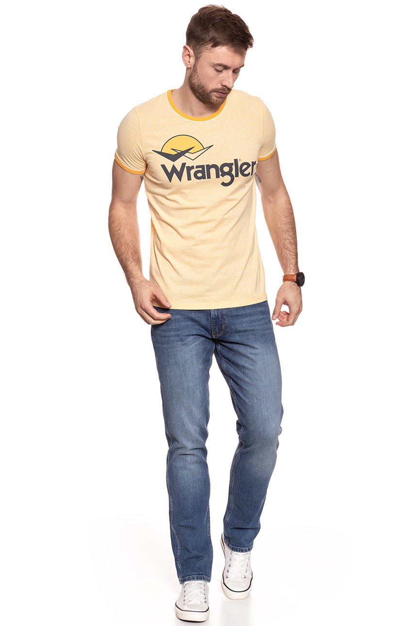 KOSZULKA WRANGLER RINGER LOGO TEE AMBER YELLOW W7B45FQUY