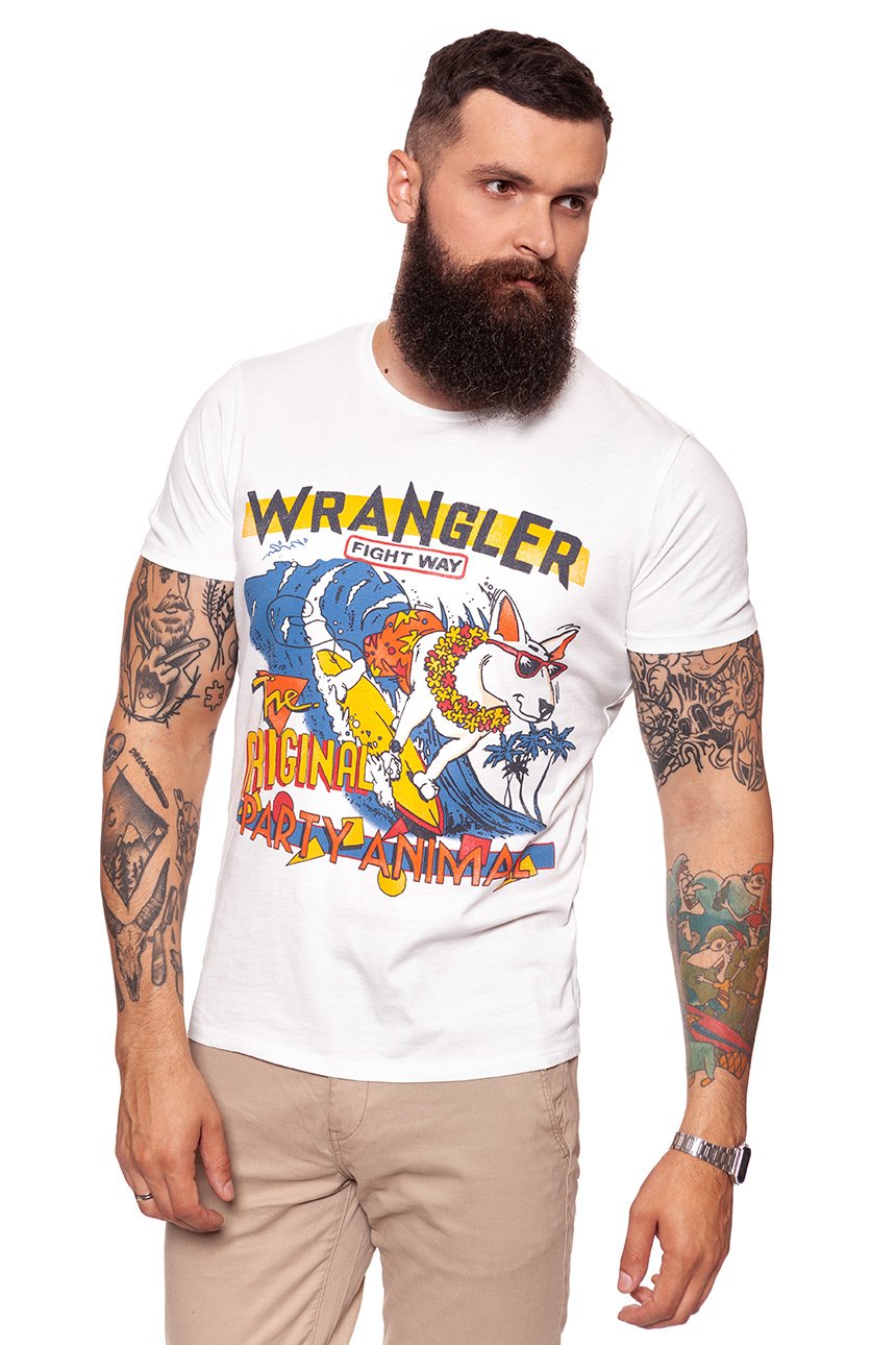 KOSZULKA WRANGLER WAVE TEE OFFWHITE W7B49FK02