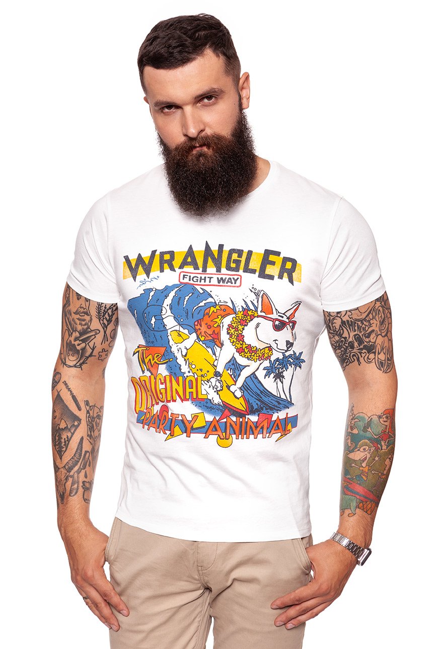 KOSZULKA WRANGLER WAVE TEE OFFWHITE W7B49FK02