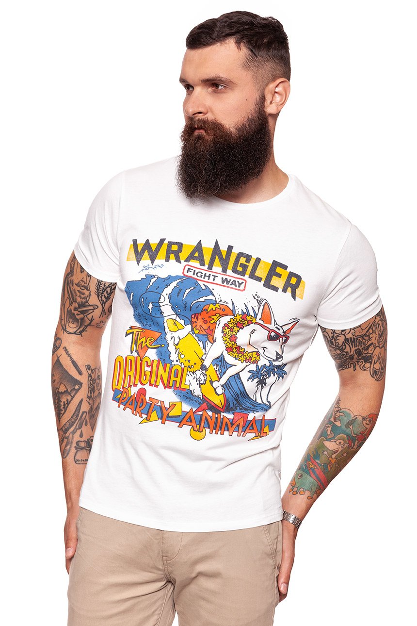 KOSZULKA WRANGLER WAVE TEE OFFWHITE W7B49FK02