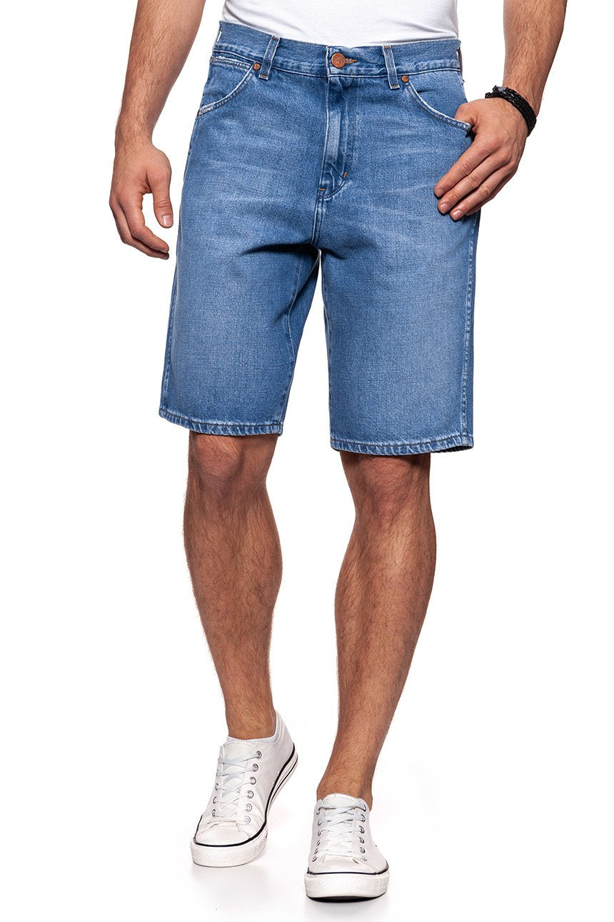 KRÓTKIE SPODENKI WRANGLER DENIM SHORT B&Y FLAG BLUE W14CGX122