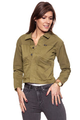 DAMSKA KURTKA JEANSOWA WRANGLER CROP JACKET ARMY GREEN W402CBGV7