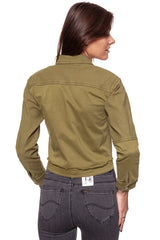 DAMSKA KURTKA JEANSOWA WRANGLER CROP JACKET ARMY GREEN W402CBGV7