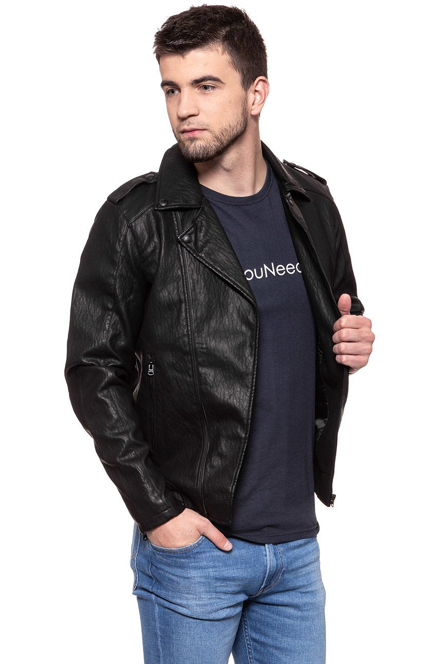 KURTKA SKÓRZANA WRANGLER PU LEATHER JACKET BLACK W4744VI01