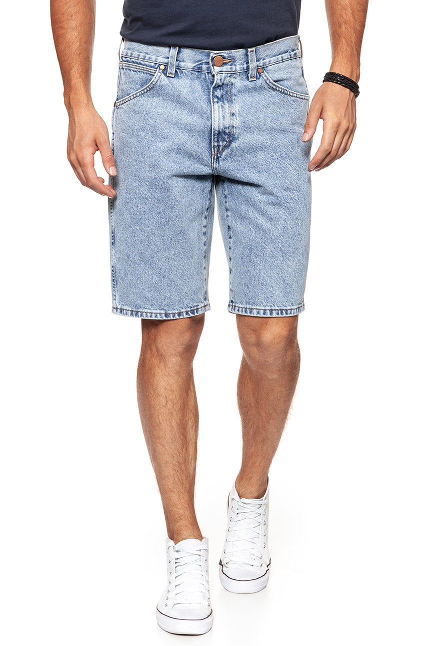 KRÓTKIE SPODENKI WRANGLER DENIM SHORT B&Y SPEEDY BLUE W14C05184