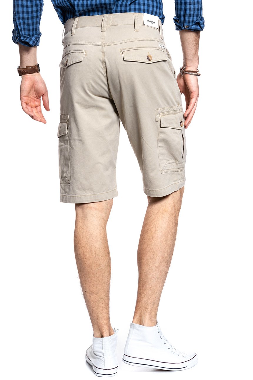 KRÓTKIE SPODENKI WRANGLER CARGO SHORT CAMEL WASHED W15DHC49J