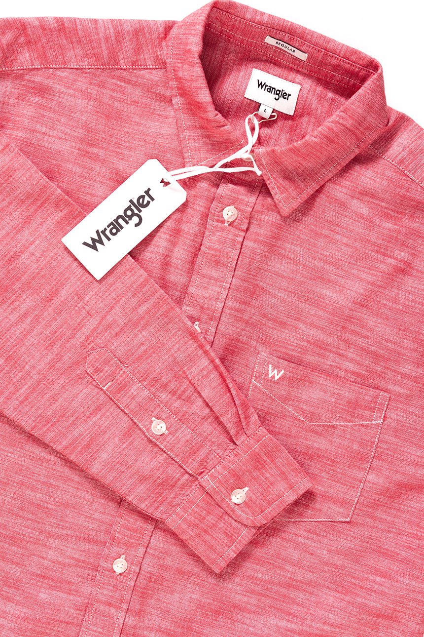 KOSZULA WRANGLER LS 1 PKT SHIRT TRUE RED W5760OO74