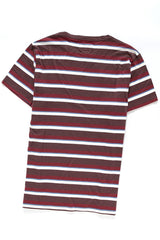 KOSZULKA WRANGLER STRIPE TEE CORDOVAN RED W7B38DYBN