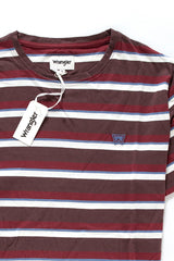 KOSZULKA WRANGLER STRIPE TEE CORDOVAN RED W7B38DYBN