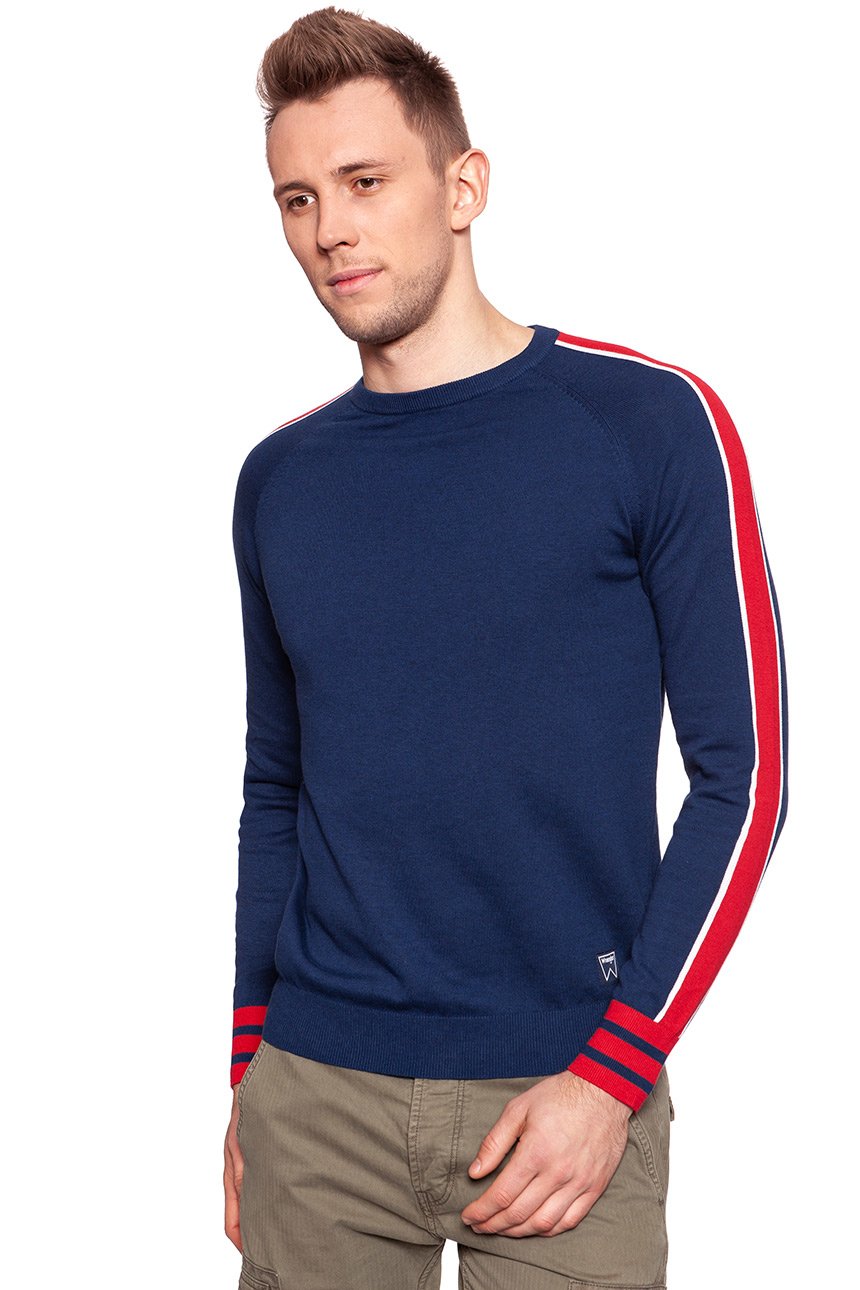 MĘSKI SWETER WRANGLER RAGLAN KNIT BLUE DEPTHS W8615PRJY