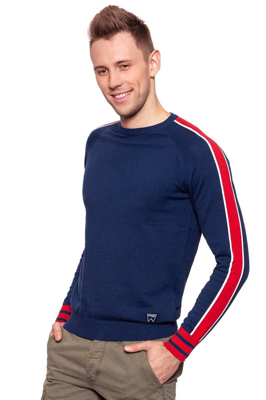 MĘSKI SWETER WRANGLER RAGLAN KNIT BLUE DEPTHS W8615PRJY