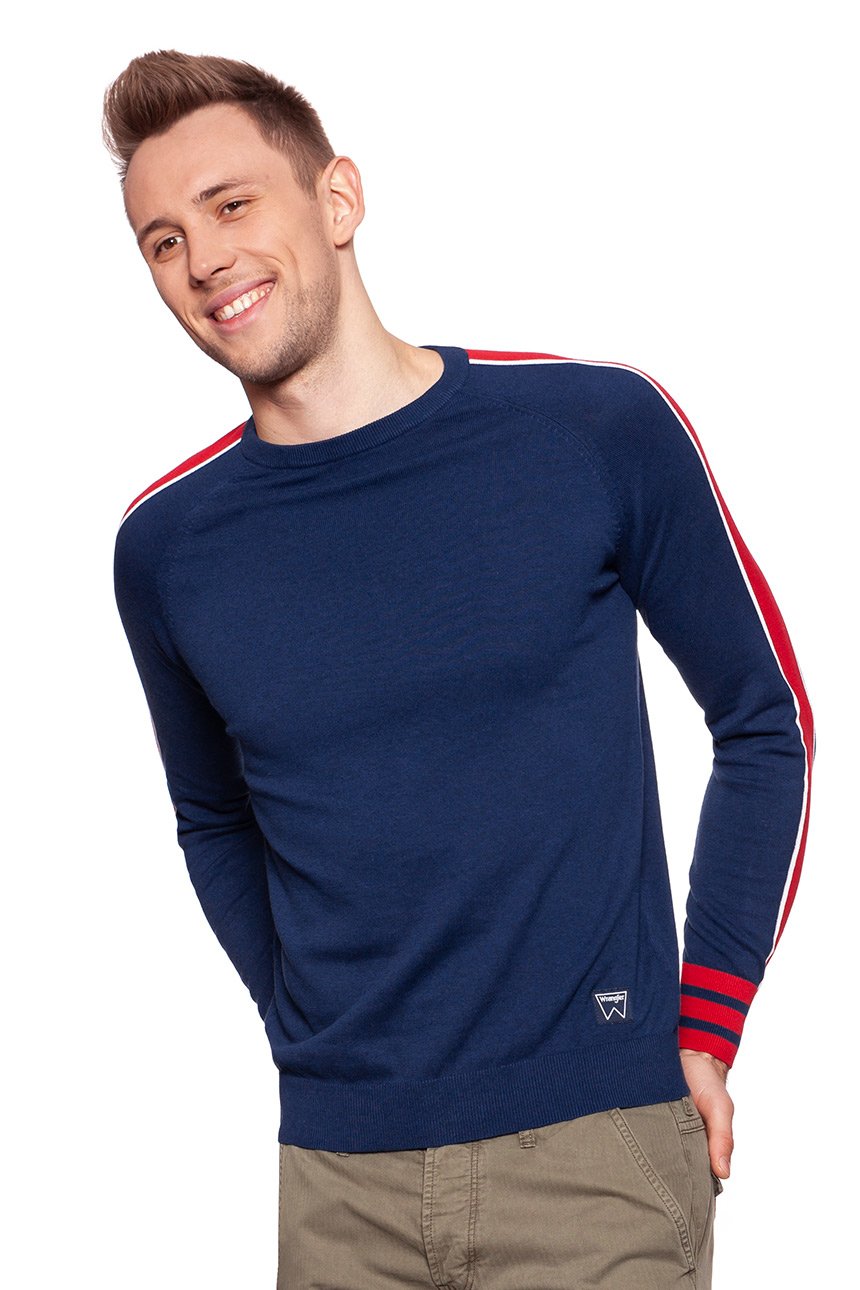 MĘSKI SWETER WRANGLER RAGLAN KNIT BLUE DEPTHS W8615PRJY