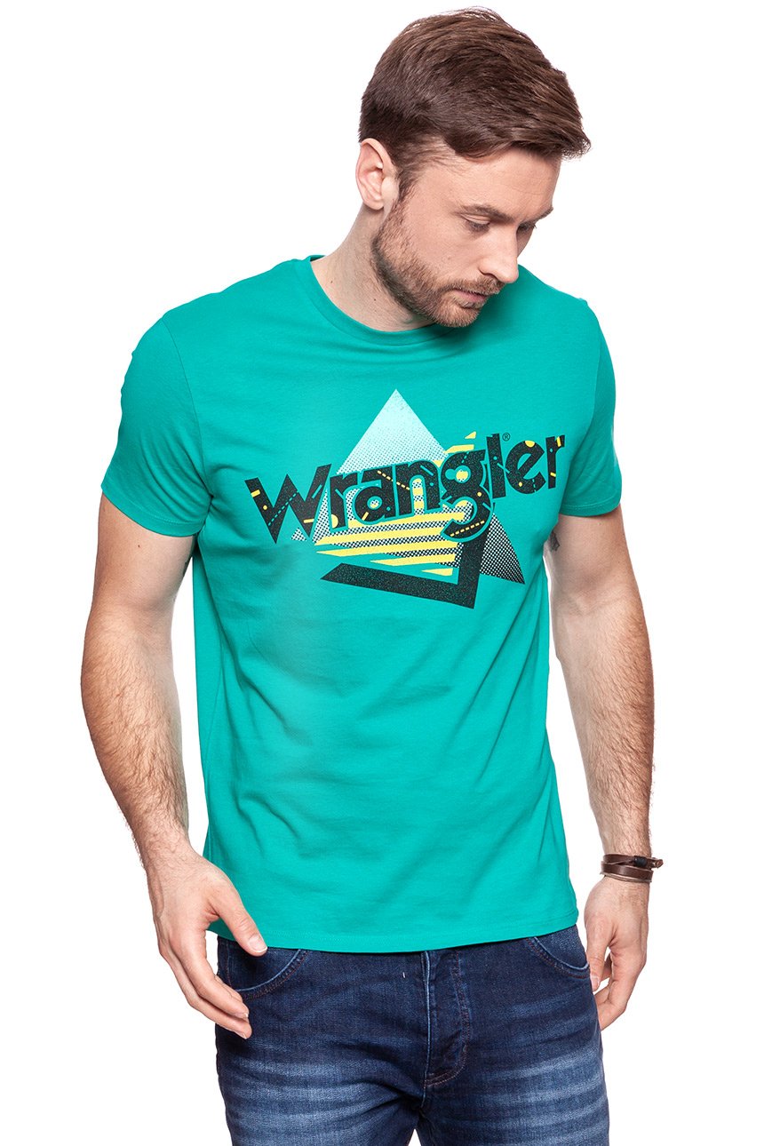 KOSZULKA WRANGLER LOGO TEE SPECTRA GREEN W7B62FQWB