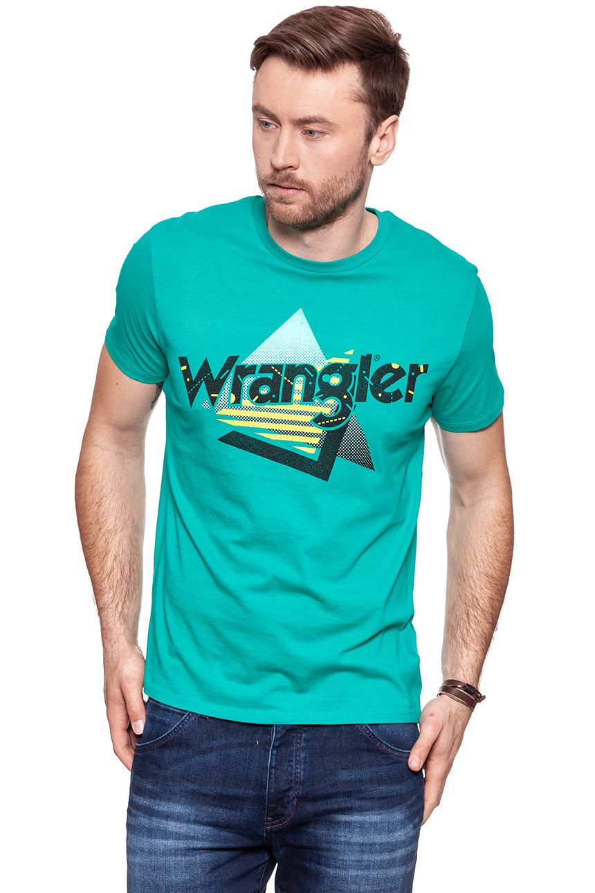 KOSZULKA WRANGLER LOGO TEE SPECTRA GREEN W7B62FQWB