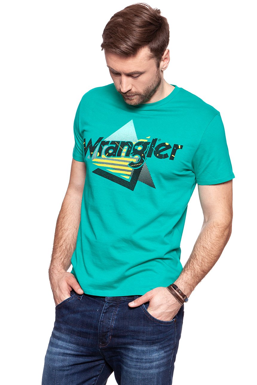 KOSZULKA WRANGLER LOGO TEE SPECTRA GREEN W7B62FQWB