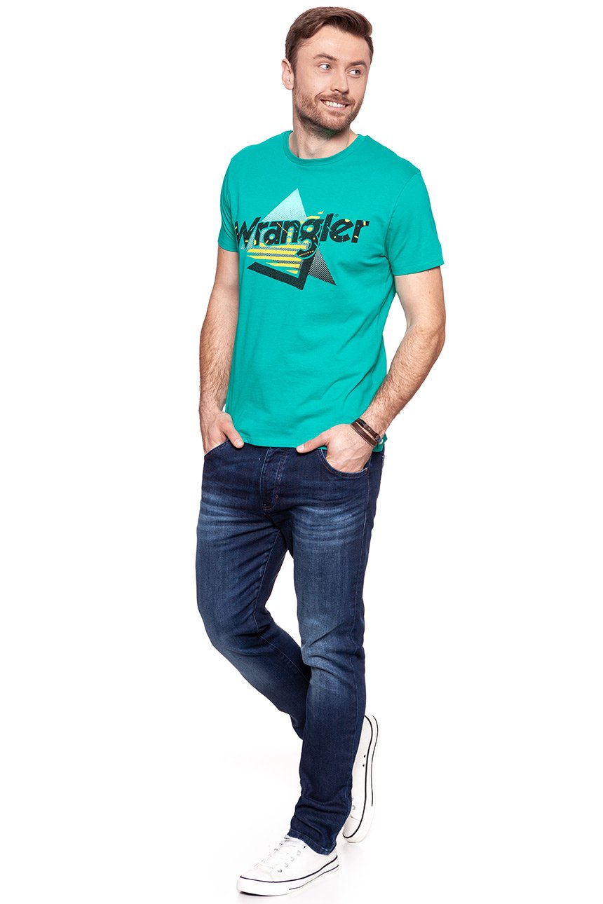 KOSZULKA WRANGLER LOGO TEE SPECTRA GREEN W7B62FQWB