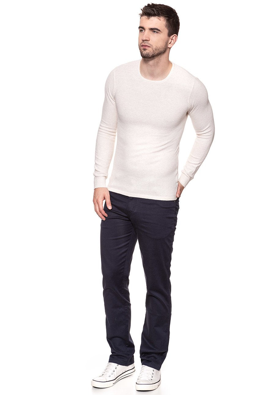 MĘSKI SWETER WRANGLER PIQUE CREW KNIT IVORY W8616PTIV