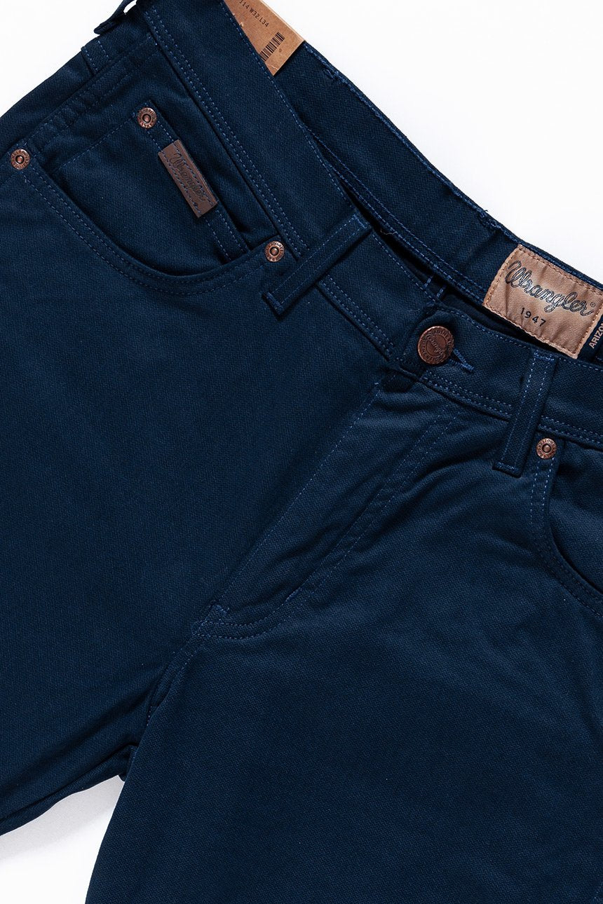 MĘSKIE SPODNIE MATERIAŁOWE WRANGLER ARIZONA STRETCH NAVY W12OGE114