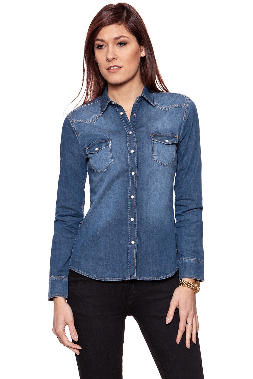 MUSTANG Iconic Denim Blouse stone 4563 5768 072