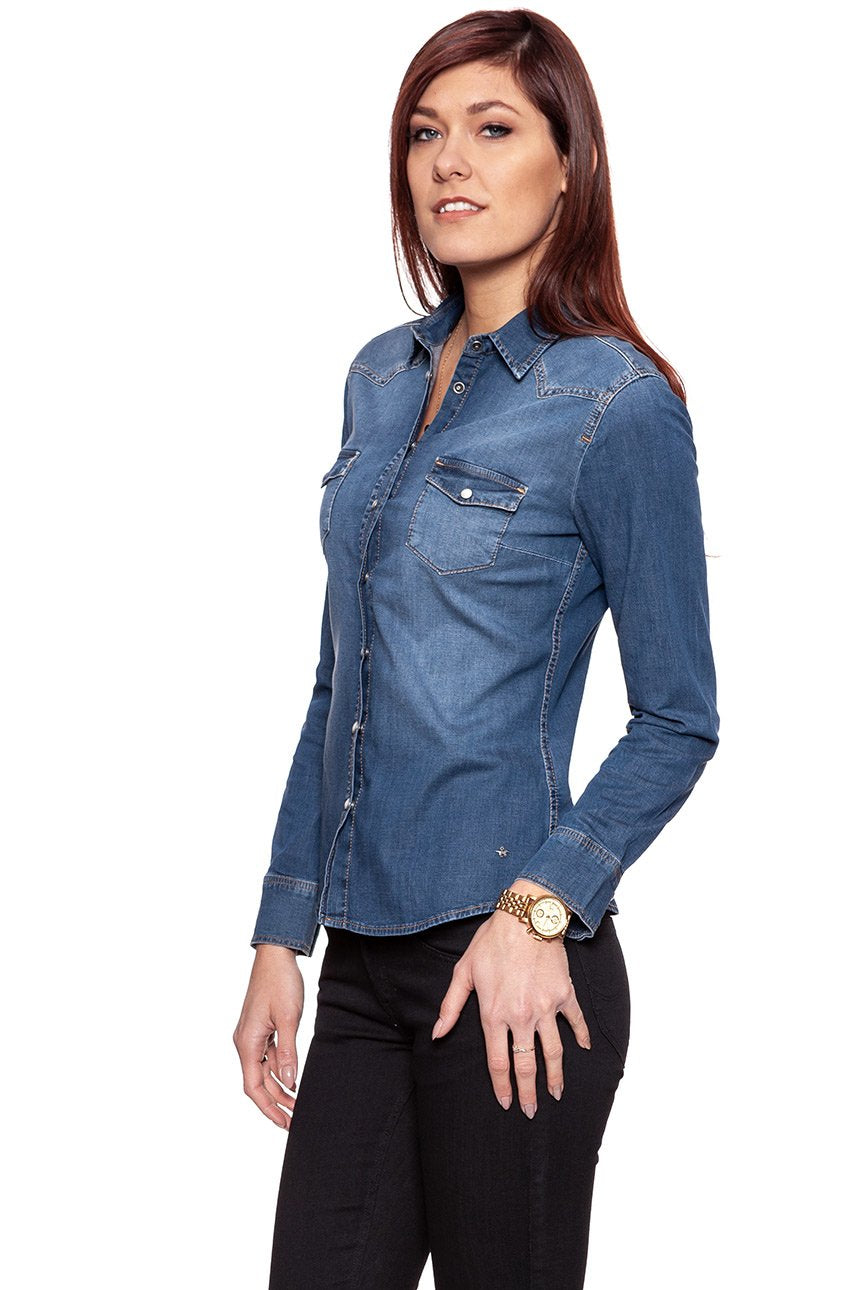 MUSTANG Iconic Denim Blouse stone 4563 5768 072