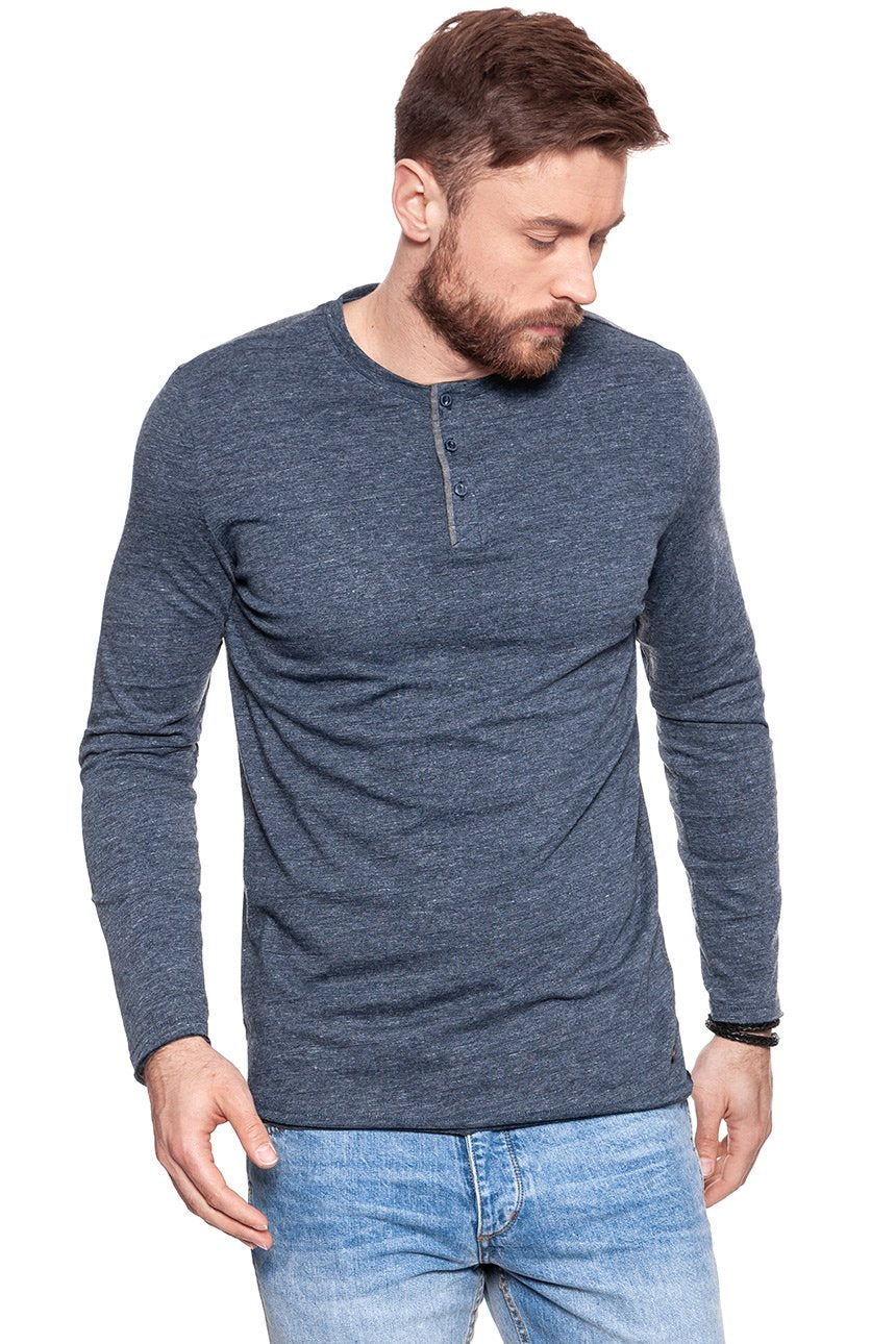 LONGSLEEVE MUSTANG ROUGH HENLEY DARK SAPPHIRE 1006409 4136