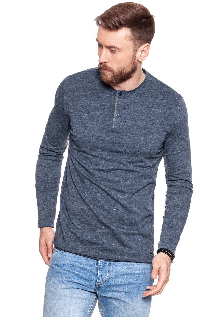 LONGSLEEVE MUSTANG ROUGH HENLEY DARK SAPPHIRE 1006409 4136