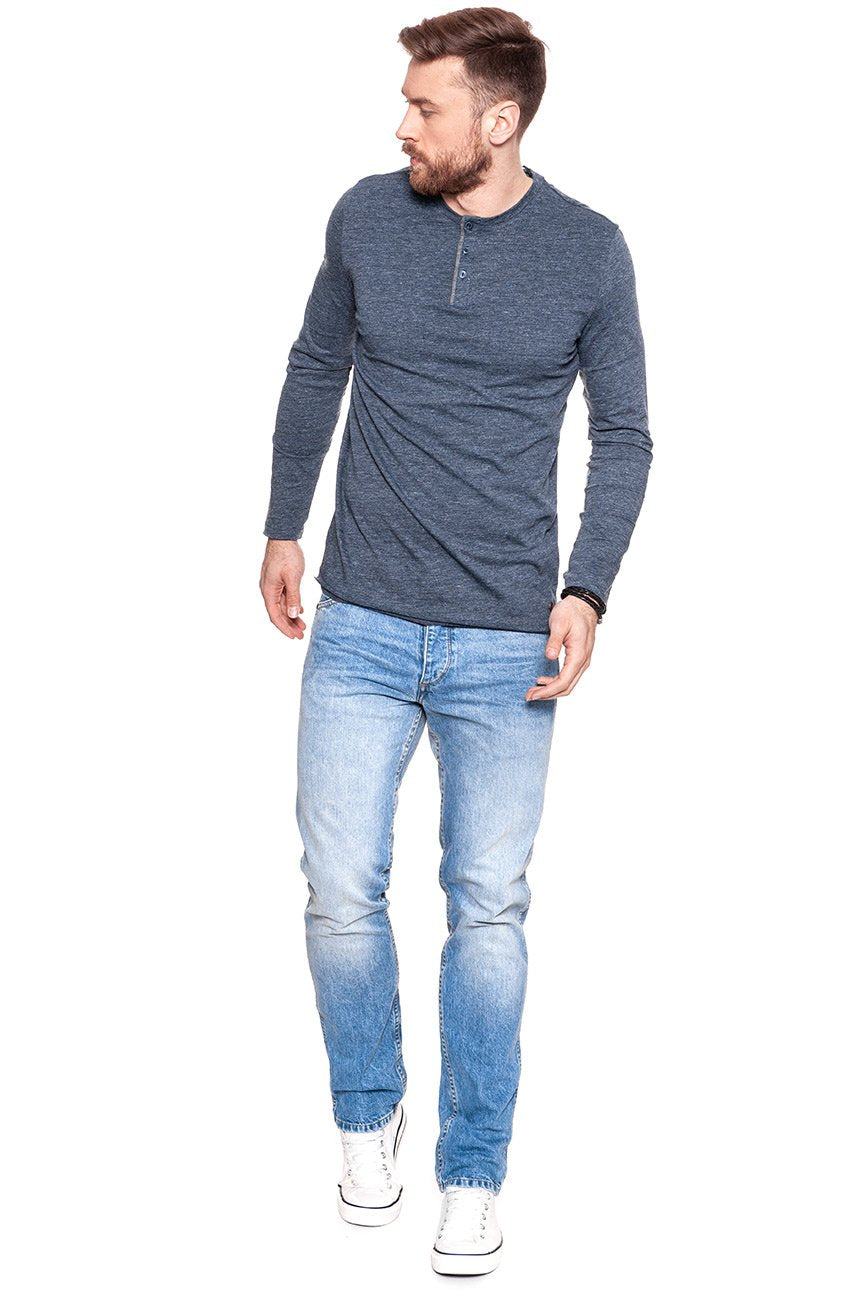 LONGSLEEVE MUSTANG ROUGH HENLEY DARK SAPPHIRE 1006409 4136