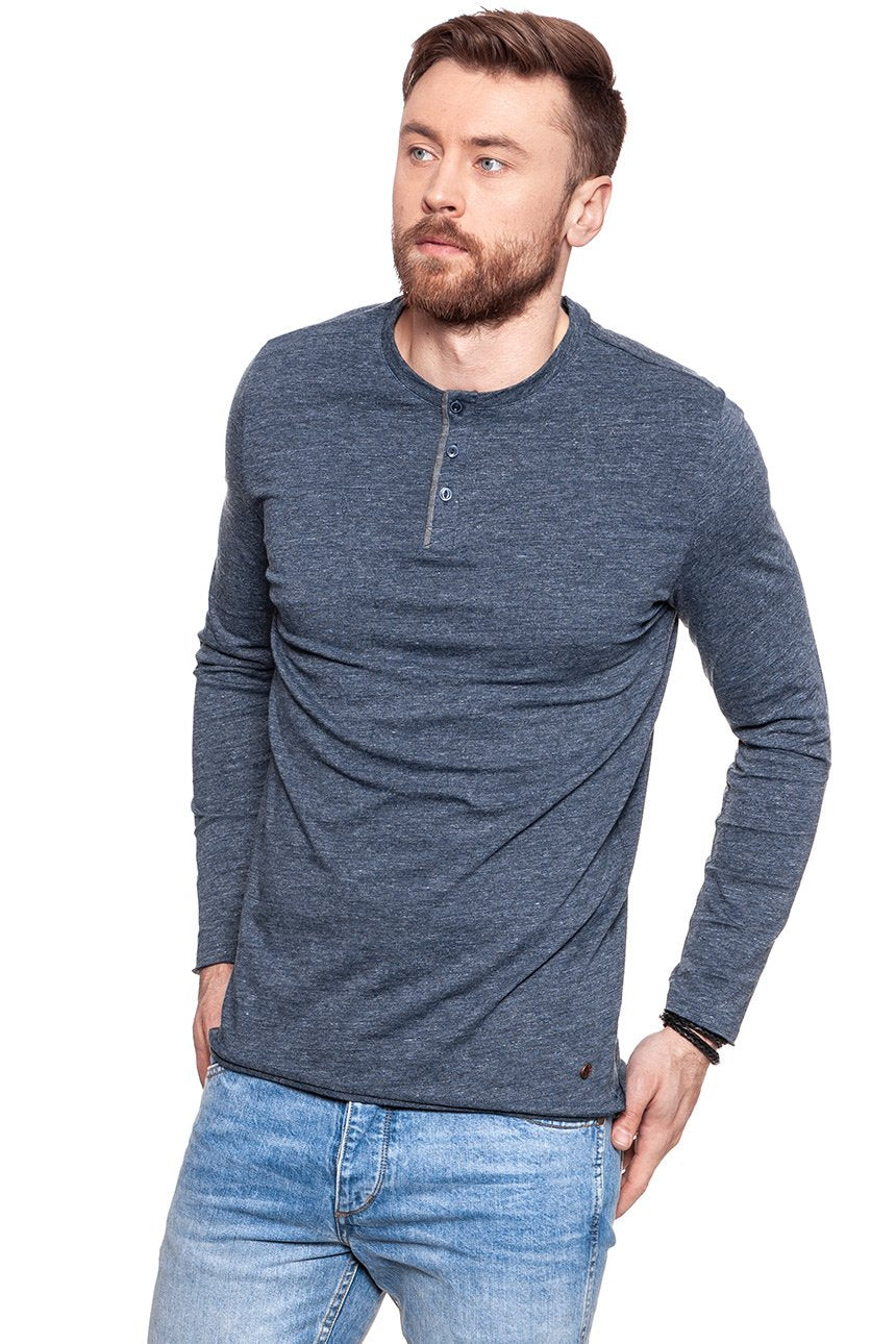 LONGSLEEVE MUSTANG ROUGH HENLEY DARK SAPPHIRE 1006409 4136