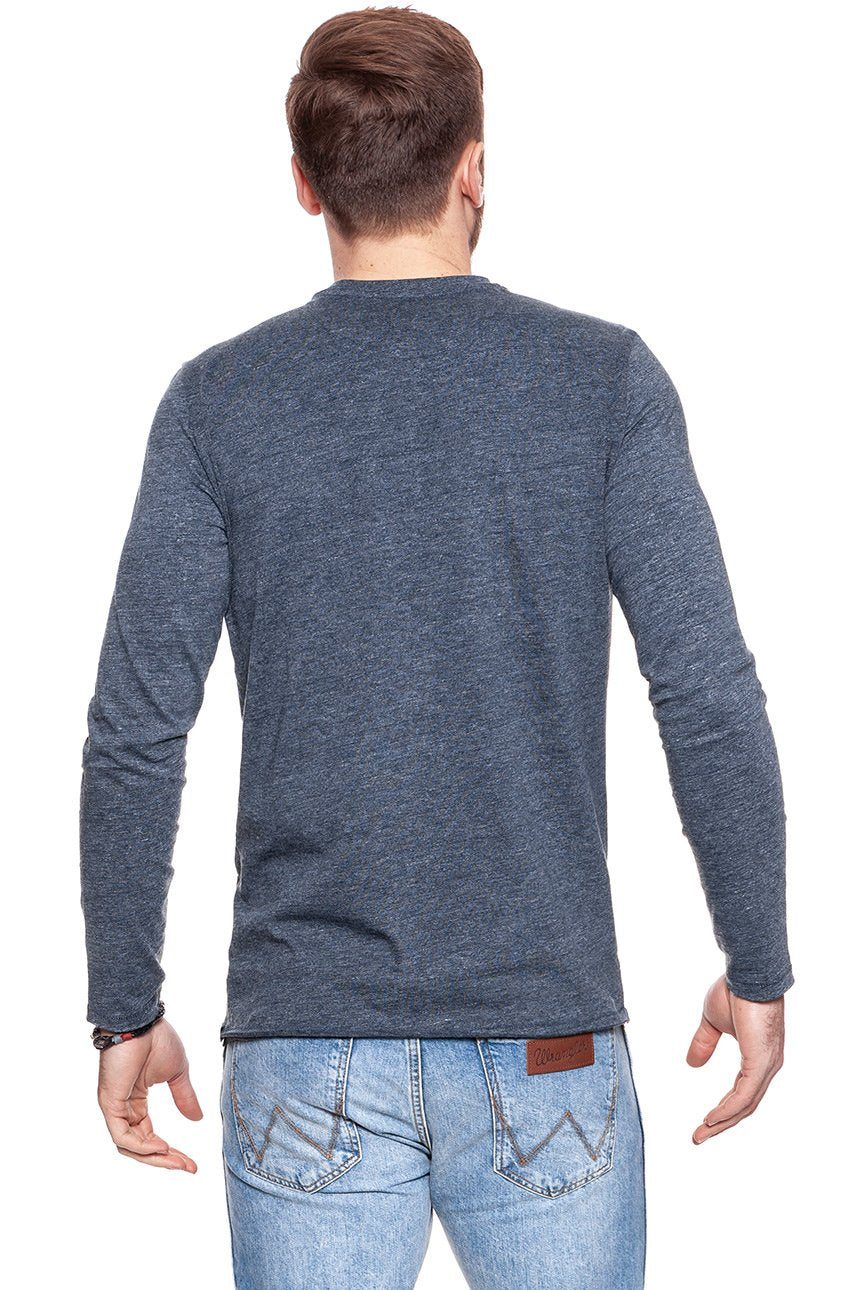 LONGSLEEVE MUSTANG ROUGH HENLEY DARK SAPPHIRE 1006409 4136