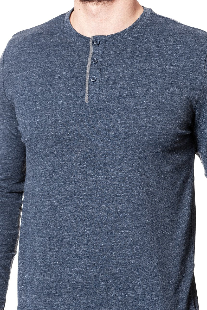 LONGSLEEVE MUSTANG ROUGH HENLEY DARK SAPPHIRE 1006409 4136