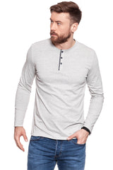 LONGSLEEVE MUSTANG ROUGH HENLEY MID GREY MELANGE 1006409 4140