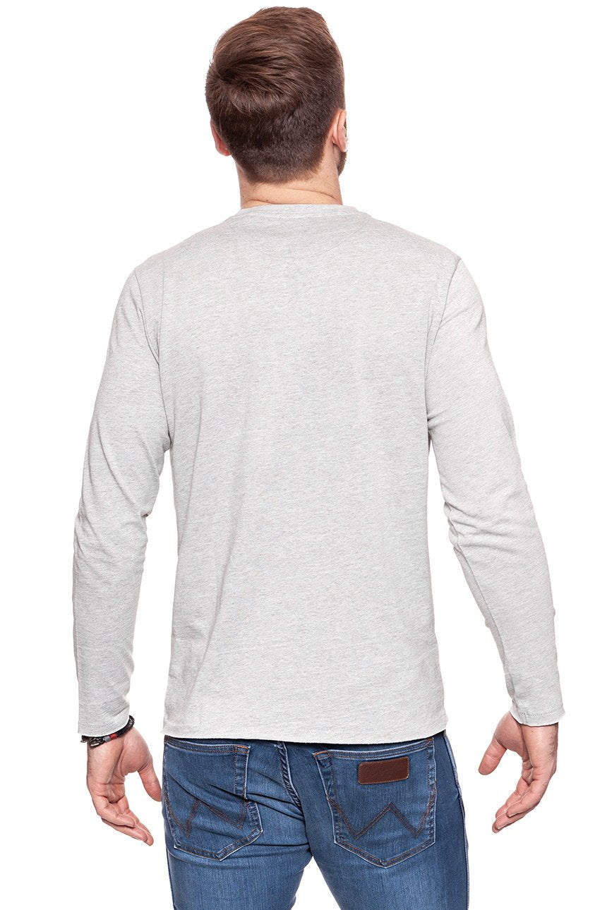 LONGSLEEVE MUSTANG ROUGH HENLEY MID GREY MELANGE 1006409 4140