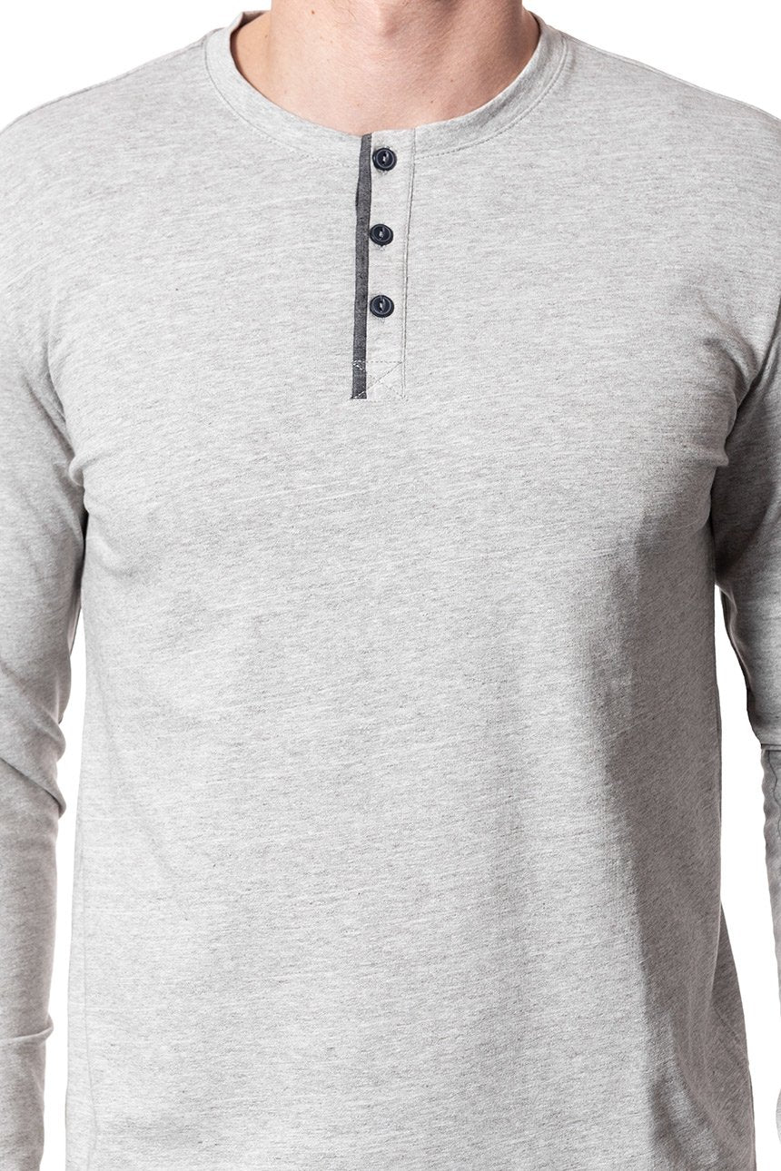 LONGSLEEVE MUSTANG ROUGH HENLEY MID GREY MELANGE 1006409 4140