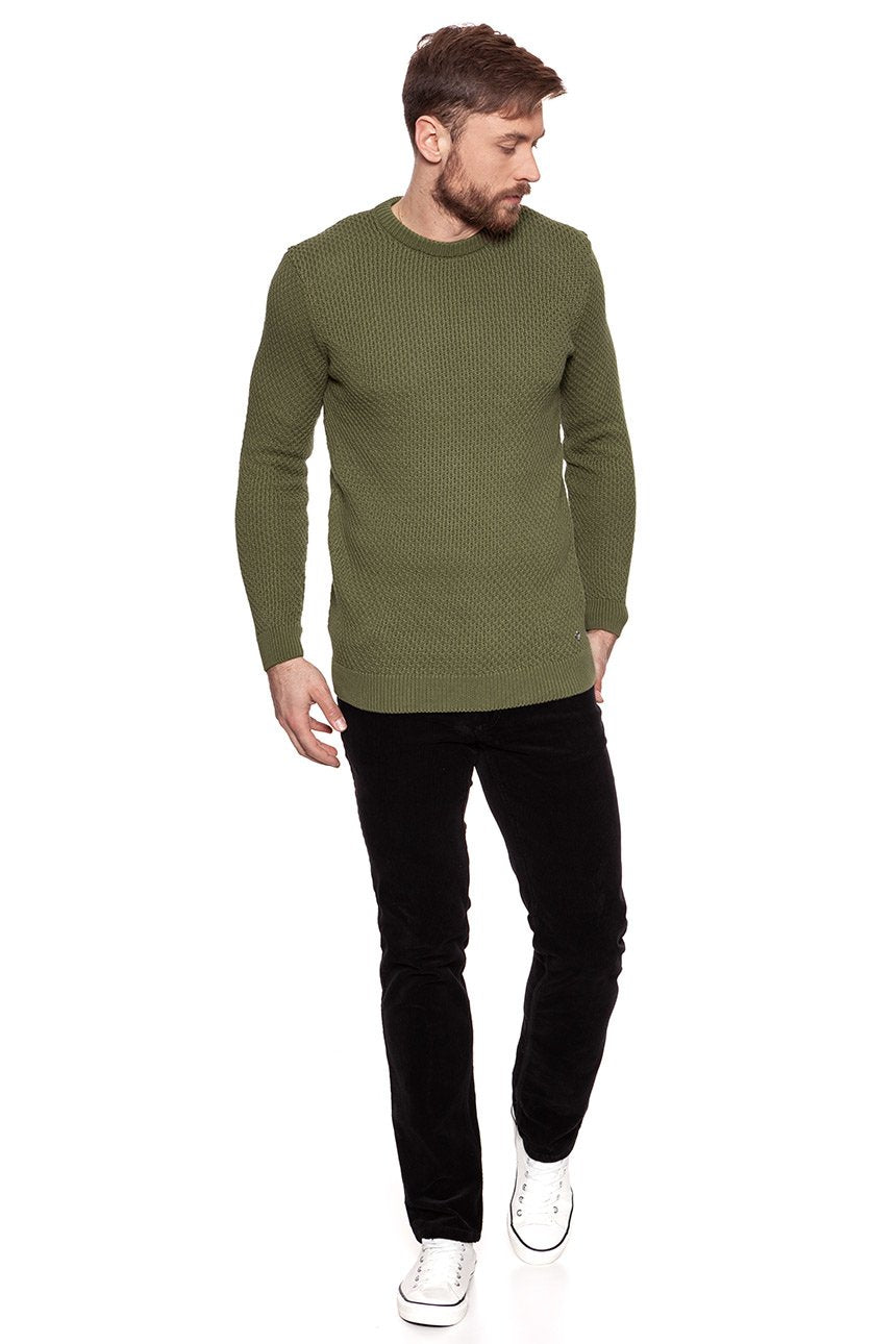 MĘSKI SWETER MUSTANG Structured Jumper OLIVE NIGHT 1006553 6422