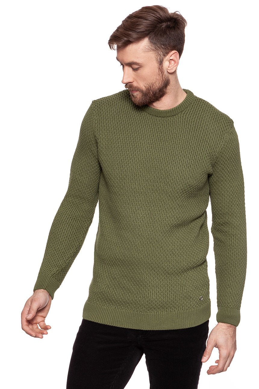 MĘSKI SWETER MUSTANG Structured Jumper OLIVE NIGHT 1006553 6422