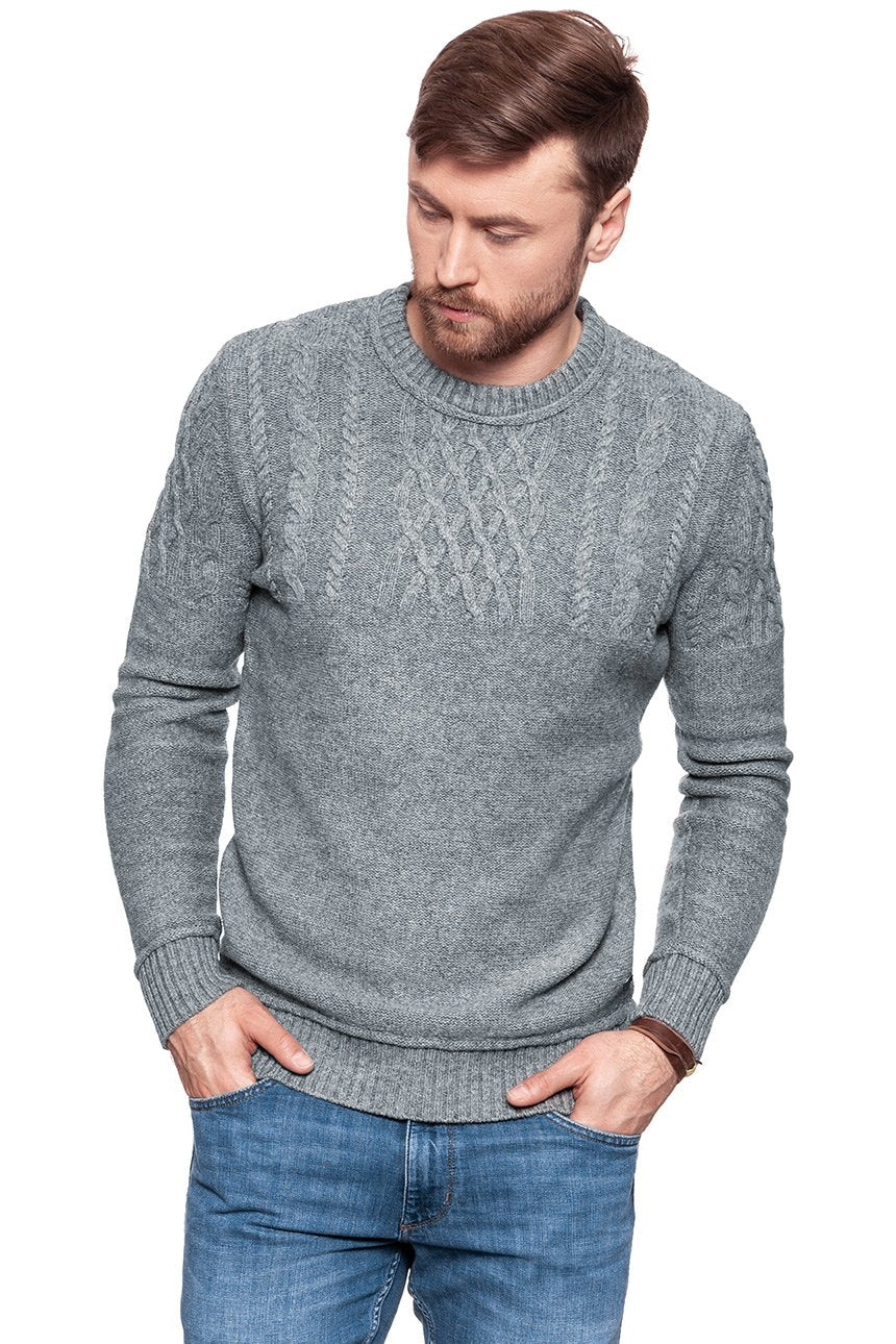 MĘSKI SWETER MUSTANG Heavy Knit Jumper Szary 1006716 4151