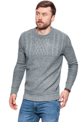 MĘSKI SWETER MUSTANG Heavy Knit Jumper Szary 1006716 4151